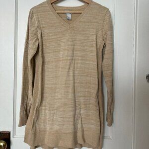 Duluth Trading Co V-Neck Tunic Sweater Dress, in Beige